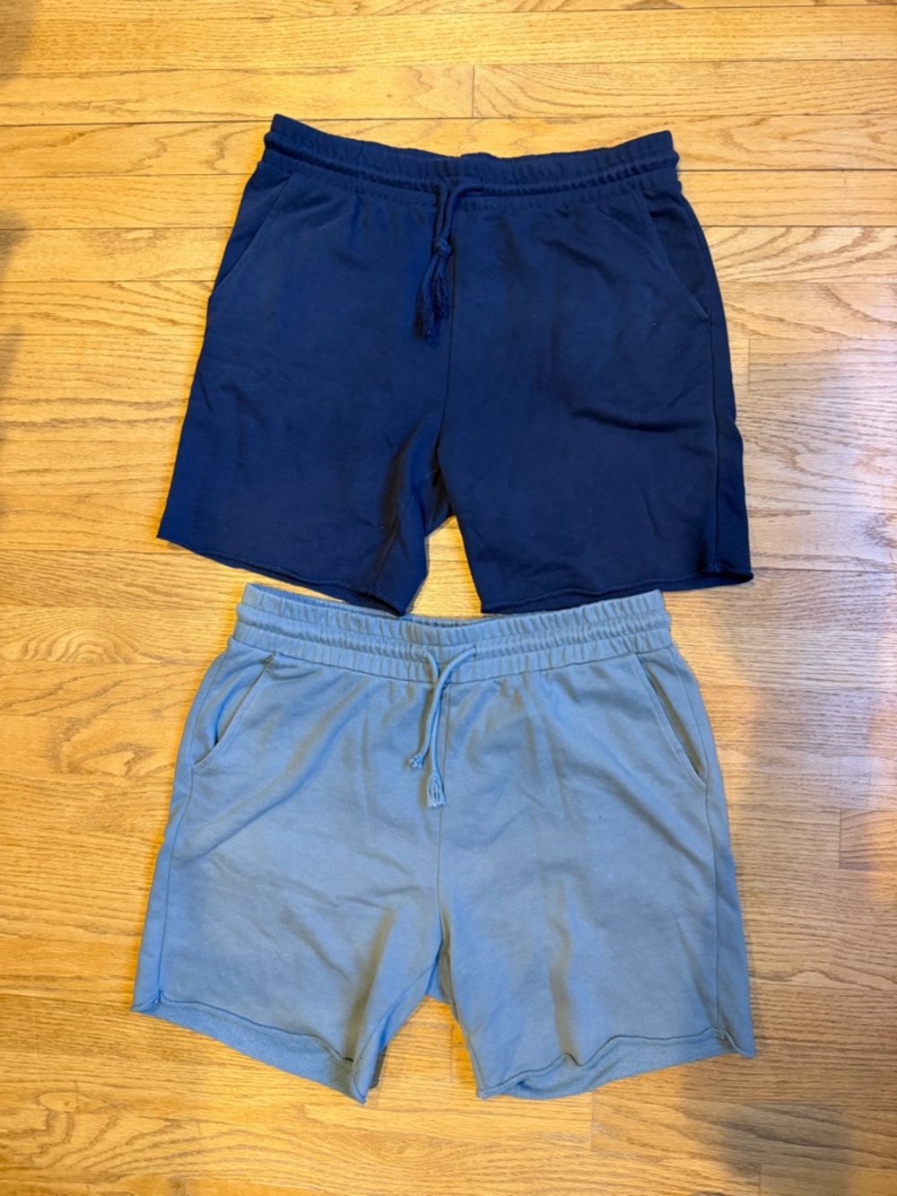 H&M Men's Drawstring Cotton Athletic Shorts - Navy & Light Blue